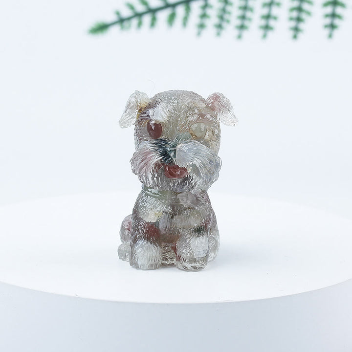 Décoration en pierre précieuse en époxy Mini Schnauzer en gravier de cristal Olivenorma