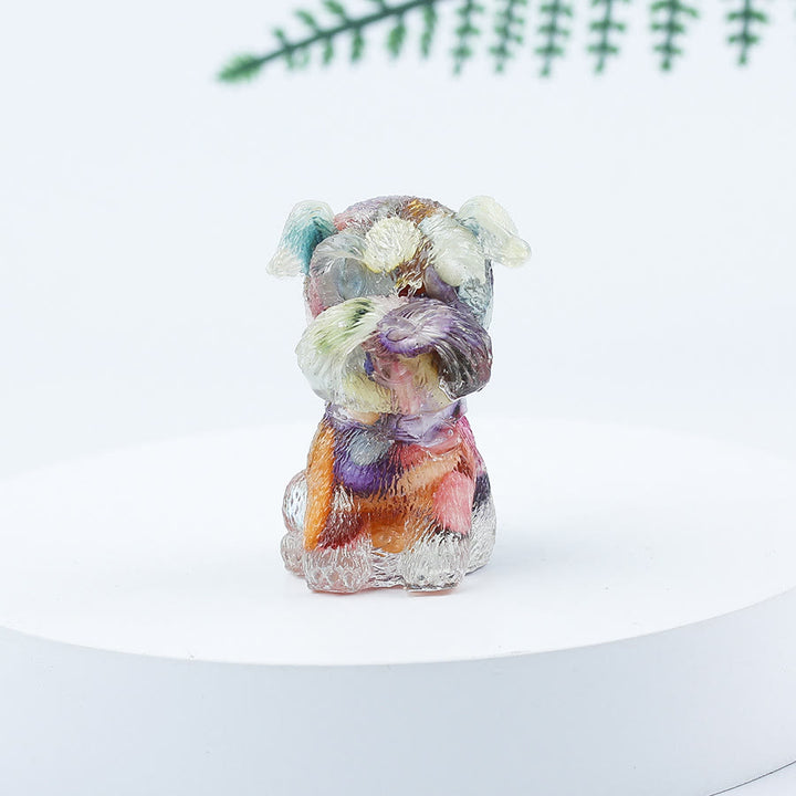 Décoration en pierre précieuse en époxy Mini Schnauzer en gravier de cristal Olivenorma