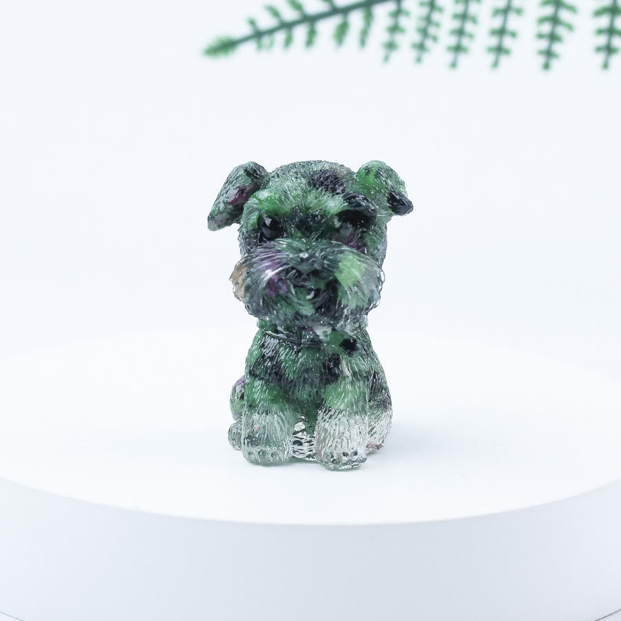 Décoration en pierre précieuse en époxy Mini Schnauzer en gravier de cristal Olivenorma