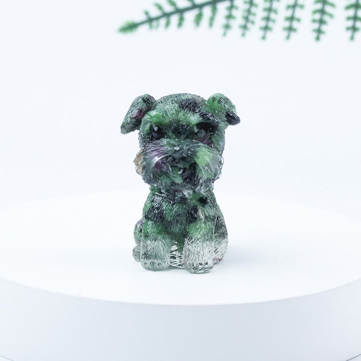 Décoration en pierre précieuse en époxy Mini Schnauzer en gravier de cristal Olivenorma