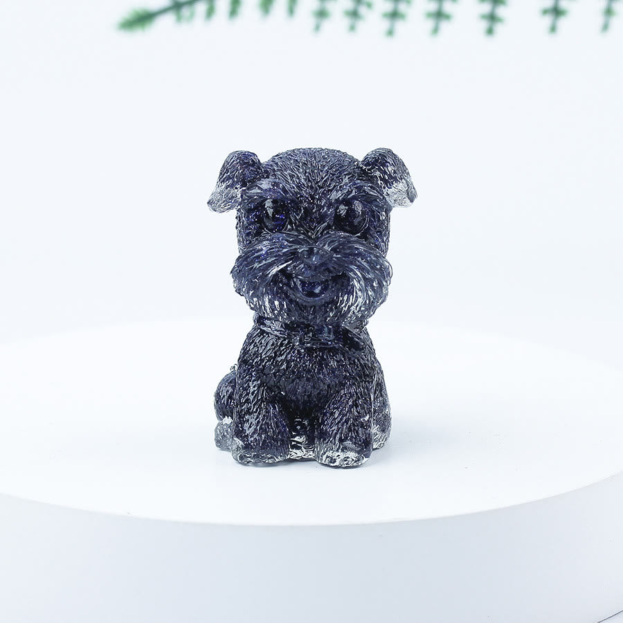 Décoration en pierre précieuse en époxy Mini Schnauzer en gravier de cristal Olivenorma
