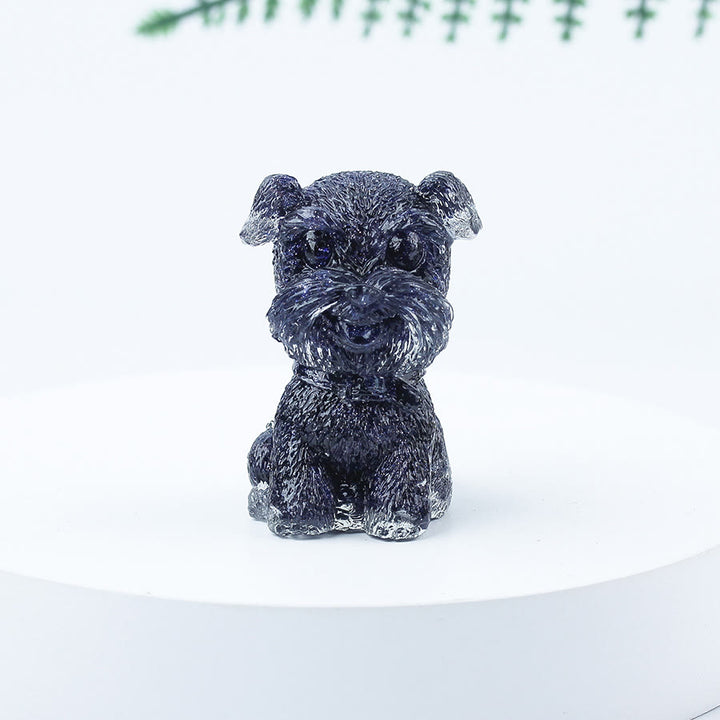Décoration en pierre précieuse en époxy Mini Schnauzer en gravier de cristal Olivenorma