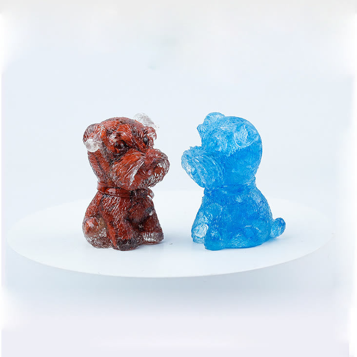 Décoration en pierre précieuse en époxy Mini Schnauzer en gravier de cristal Olivenorma