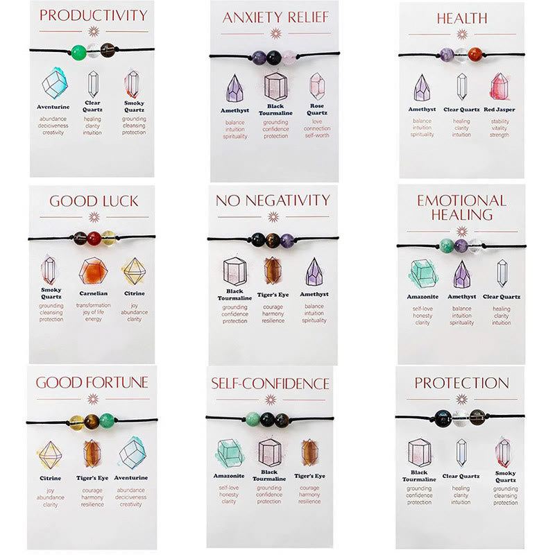 Olivenorma Lot de 9 bracelets de yoga en pierre naturelle et cristal de guérison