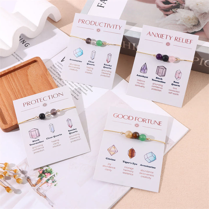 Olivenorma Lot de 9 bracelets de yoga en pierre naturelle et cristal de guérison