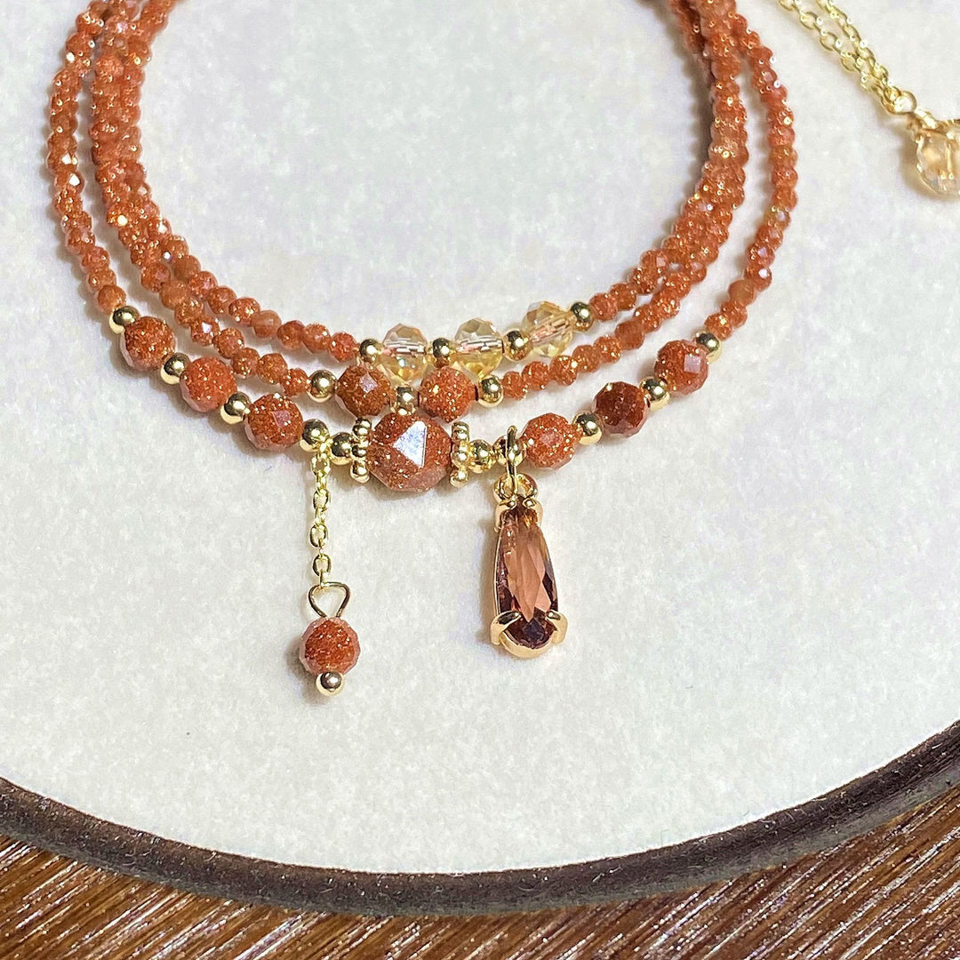 Collier et bracelet multicouches en perles de grès Olivenorma