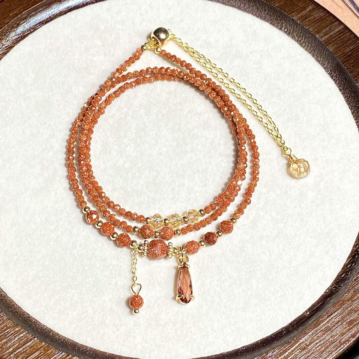 Collier et bracelet multicouches en perles de grès Olivenorma