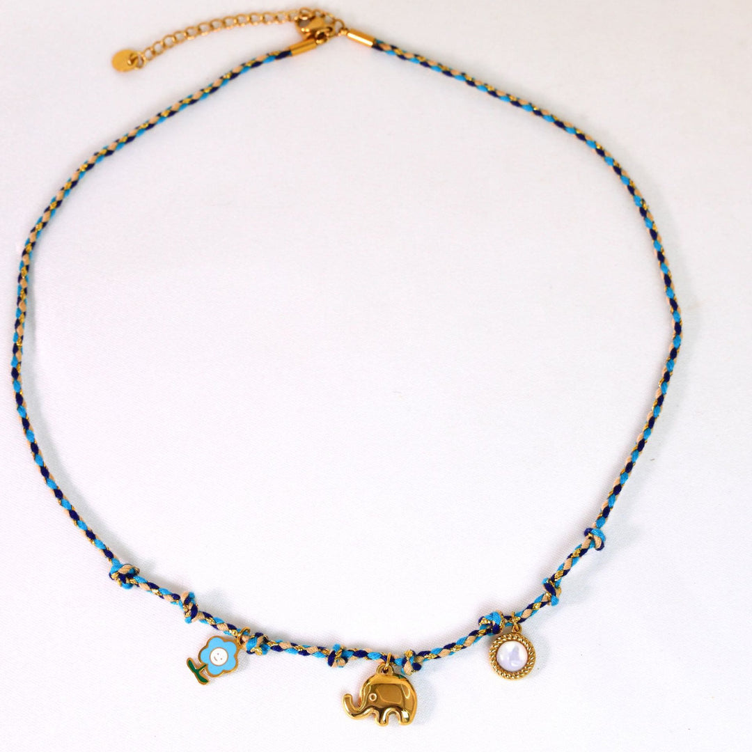 Collier pendentif en pierre naturelle tressée colorée Olivenorma