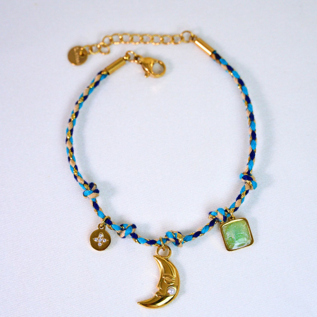 Collier pendentif en pierre naturelle tressée colorée Olivenorma