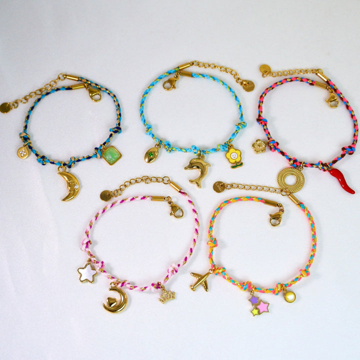 Collier pendentif en pierre naturelle tressée colorée Olivenorma