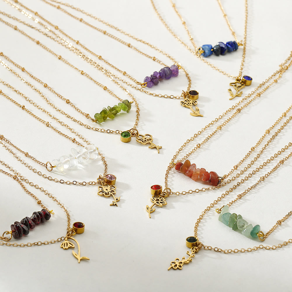 Collier de pierre de naissance en pierre naturelle Olivenorma