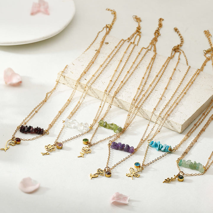 Collier de pierre de naissance en pierre naturelle Olivenorma