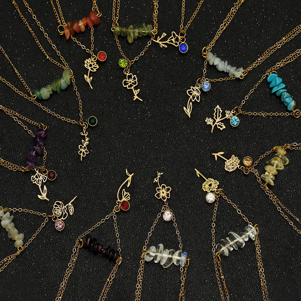 Collier de pierre de naissance en pierre naturelle Olivenorma