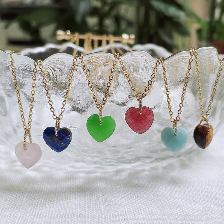 Collier en acier titane et cristal naturel Olivenorma