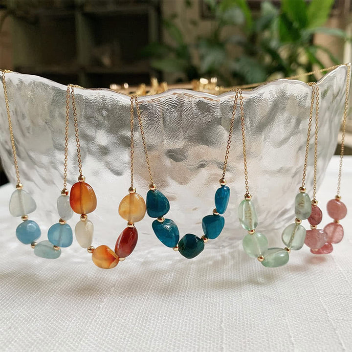 Collier pendentif en perles de pierre naturelle irrégulière Olivenorma