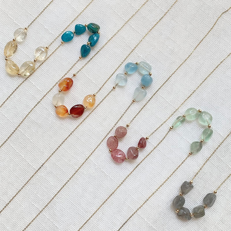 Collier pendentif en perles de pierre naturelle irrégulière Olivenorma