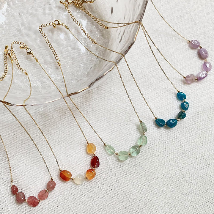 Collier pendentif en perles de pierre naturelle irrégulière Olivenorma