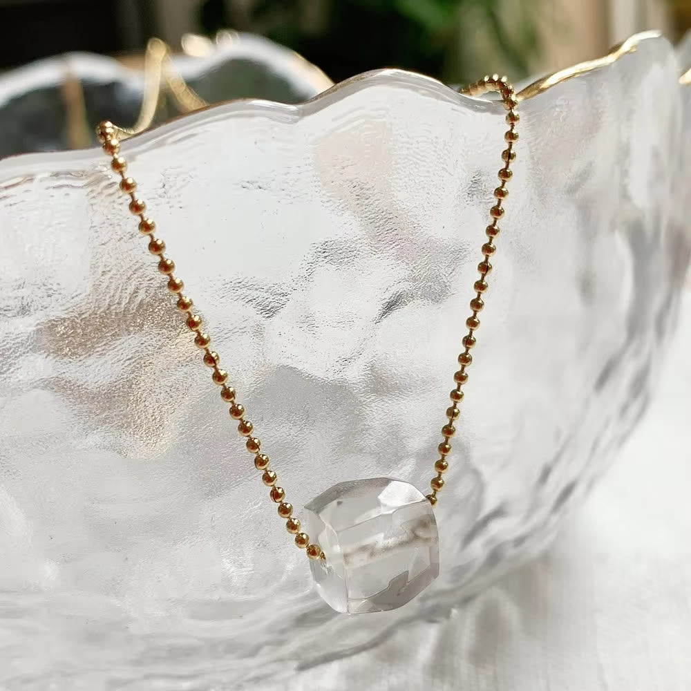 Collier pendentif carré en cristal naturel Olivenorma