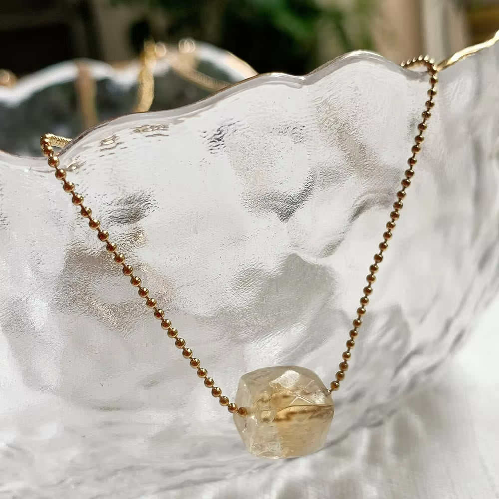 Collier pendentif carré en cristal naturel Olivenorma