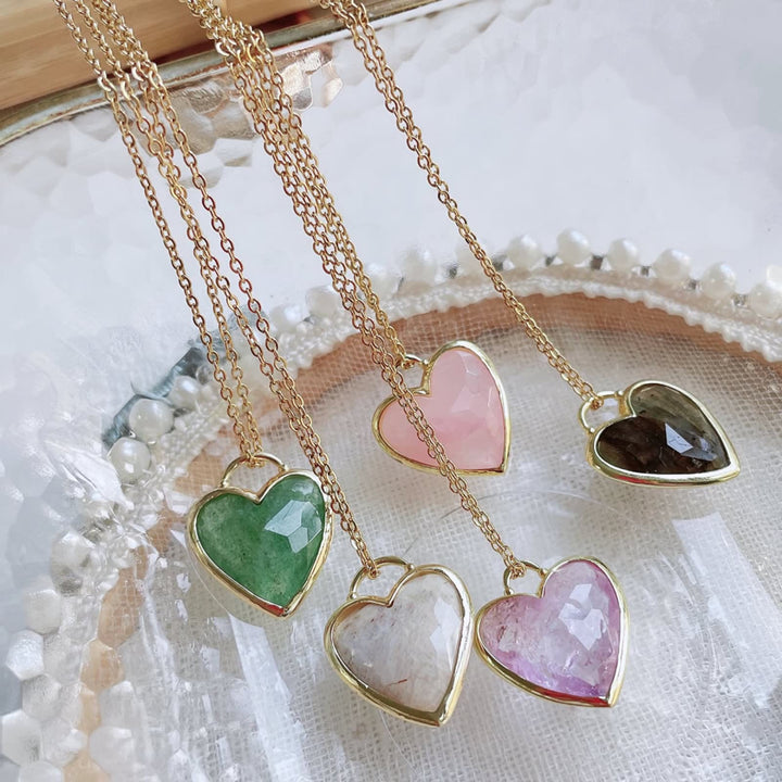 Collier pendentif en acier inoxydable avec cristal taillé en forme de cœur Olivenorma