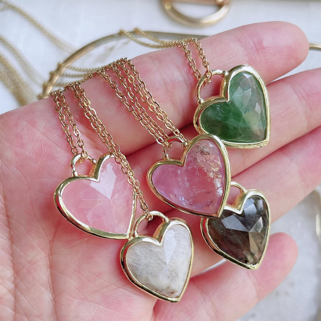 Collier pendentif en acier inoxydable avec cristal taillé en forme de cœur Olivenorma