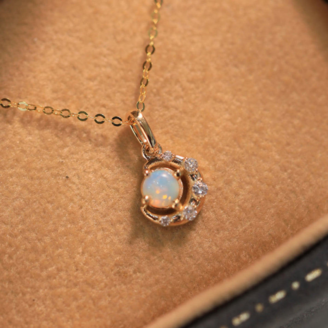 Collier pendentif étoile lune opale en argent 925 Olivenorma