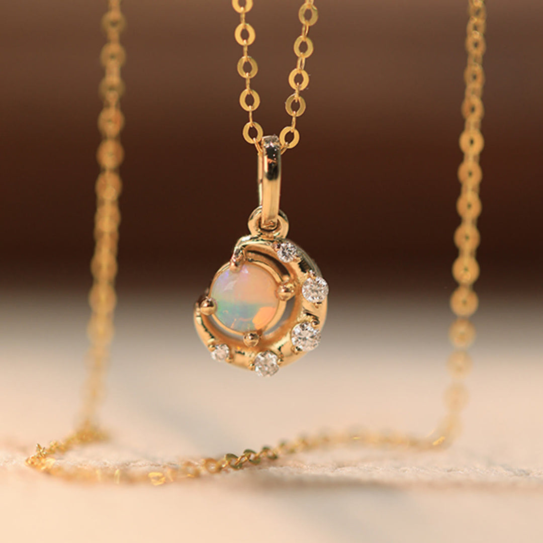 Collier pendentif étoile lune opale en argent 925 Olivenorma