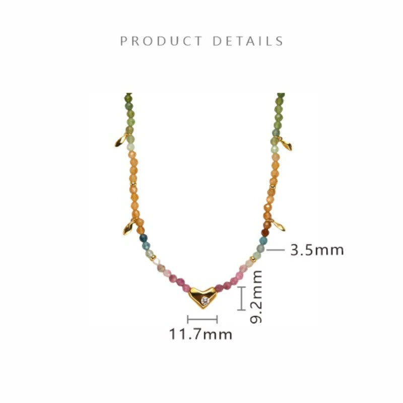 Collier pendentif en forme de cœur en tourmaline blanche et zircone Olivenorma