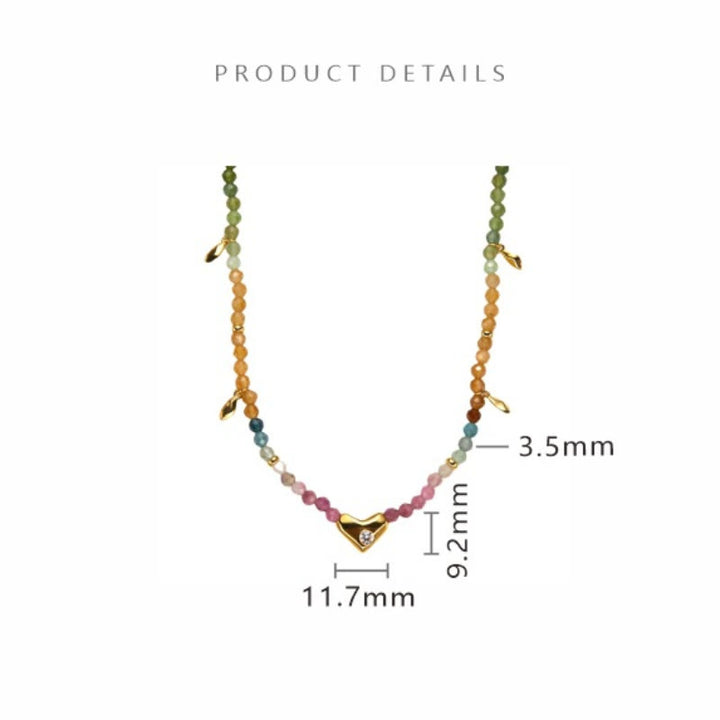 Collier pendentif en forme de cœur en tourmaline blanche et zircone Olivenorma