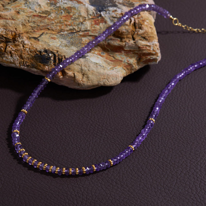 Collier et bracelet avec pendentif en forme de fleur en perles d'améthyste naturelle Olivenorma