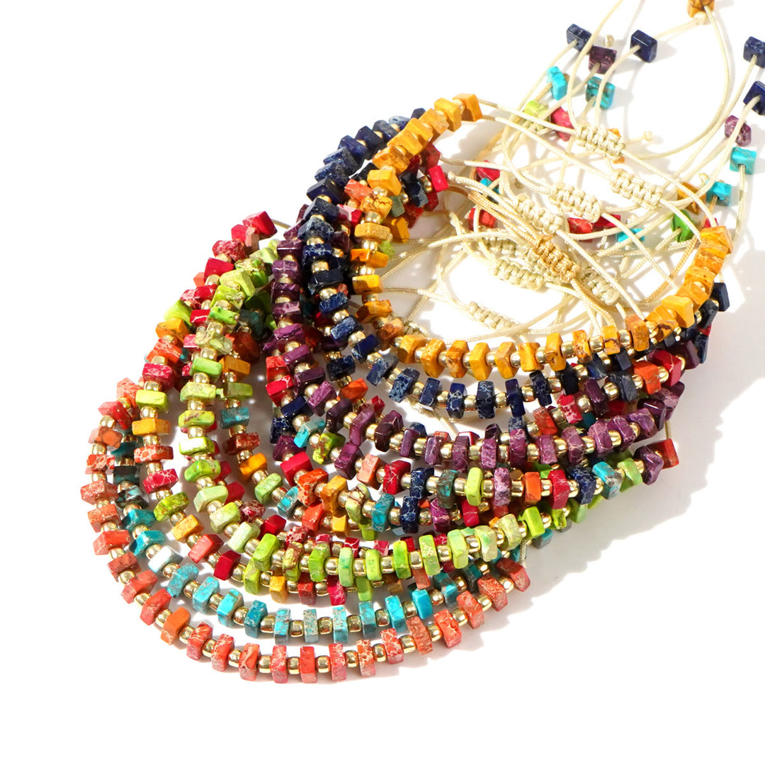 Collier Olivenorma en pierre empereur de couleur naturelle à taille carrée