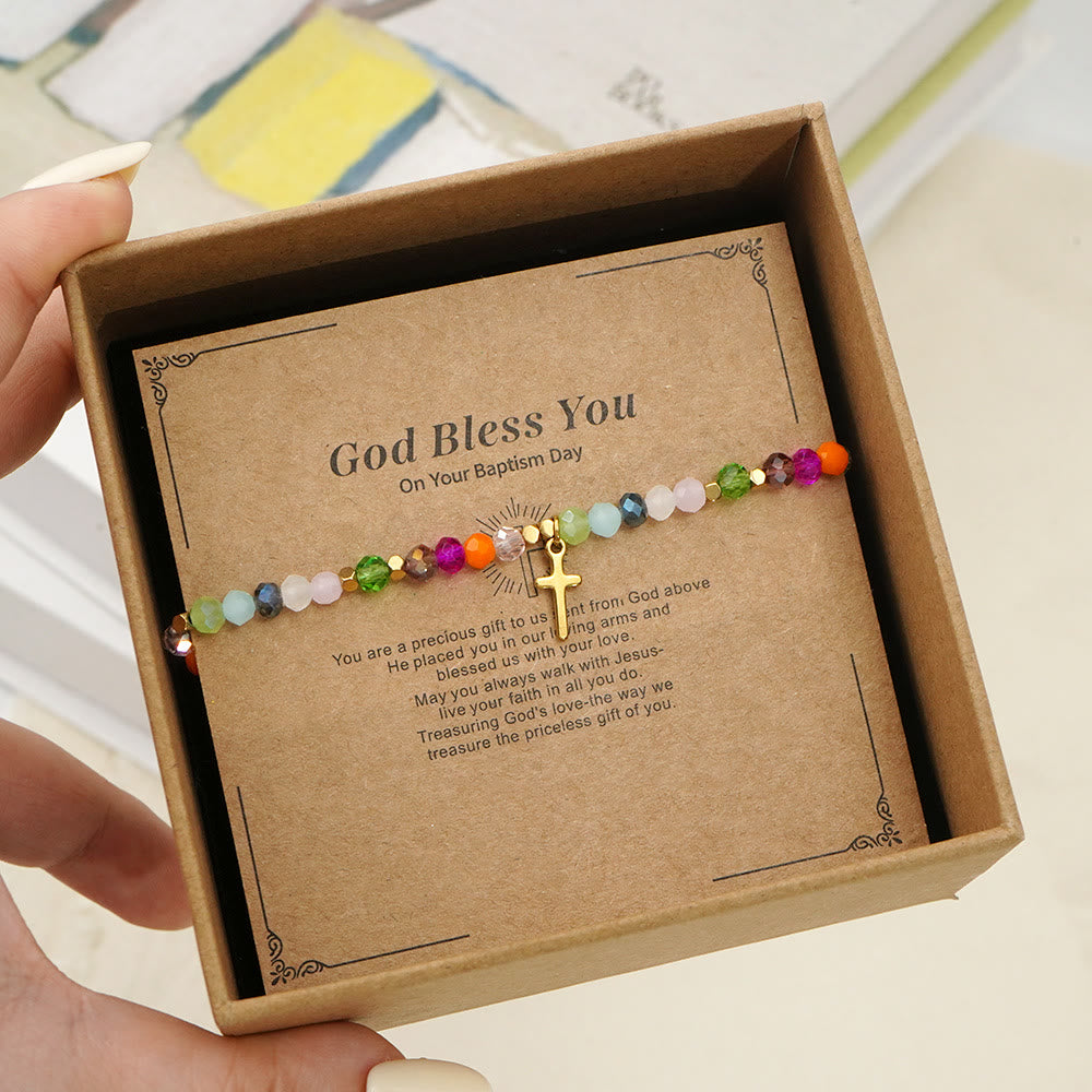 Bracelet pendentif croix en tourmaline Olivenorma « Que Dieu vous bénisse »