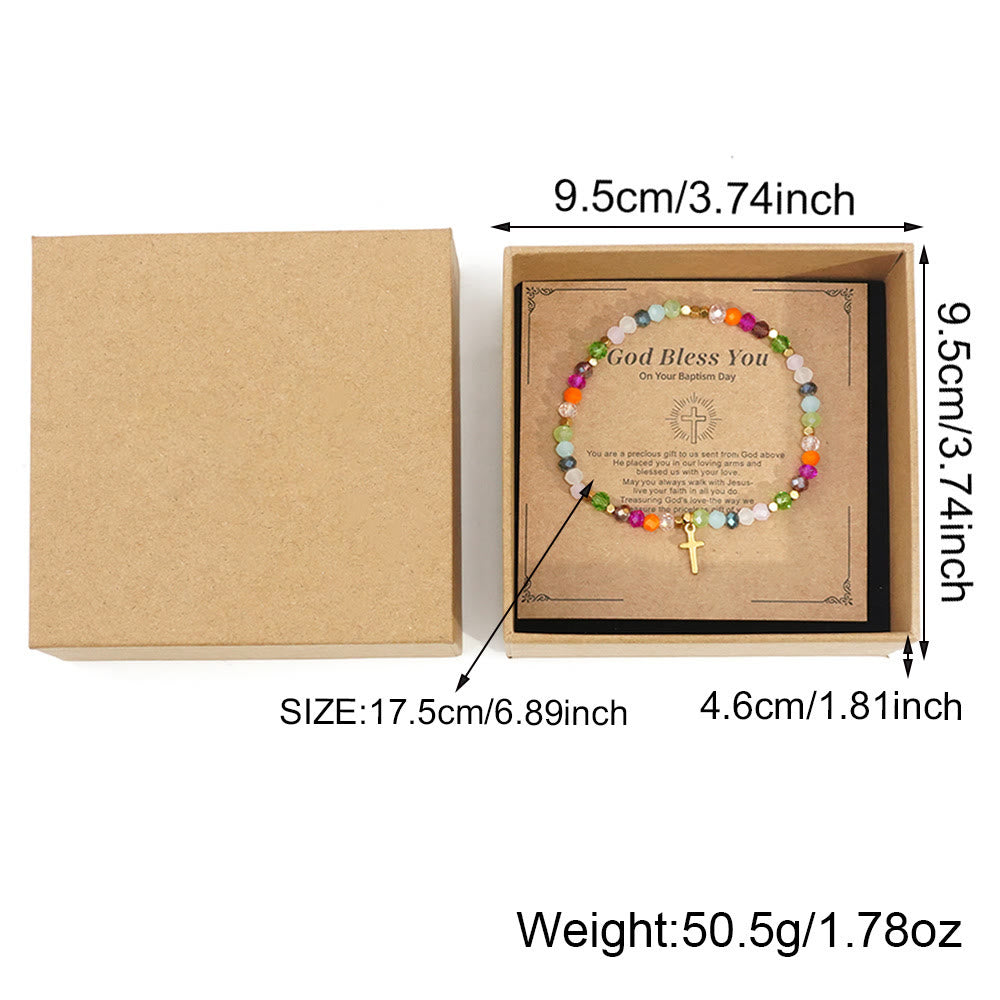 Bracelet pendentif croix en tourmaline Olivenorma « Que Dieu vous bénisse »