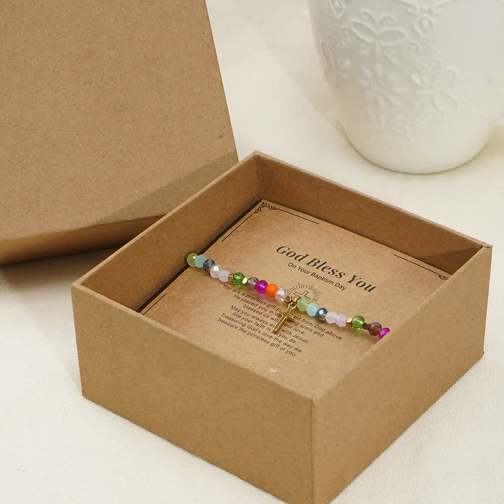 Bracelet pendentif croix en tourmaline Olivenorma « Que Dieu vous bénisse »