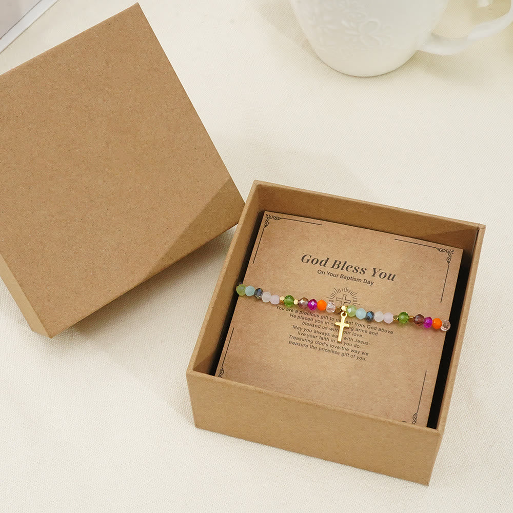 Bracelet pendentif croix en tourmaline Olivenorma « Que Dieu vous bénisse »