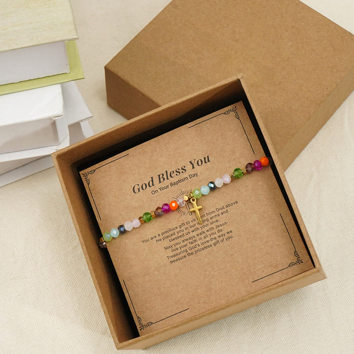 Bracelet pendentif croix en tourmaline Olivenorma « Que Dieu vous bénisse »