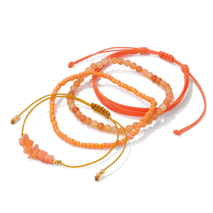 Olivenorma Lot de 4 bracelets tressés à cordon en cristal concassé