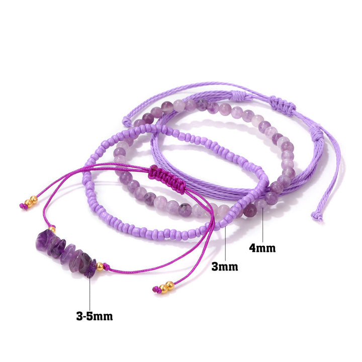 Olivenorma Lot de 4 bracelets tressés à cordon en cristal concassé