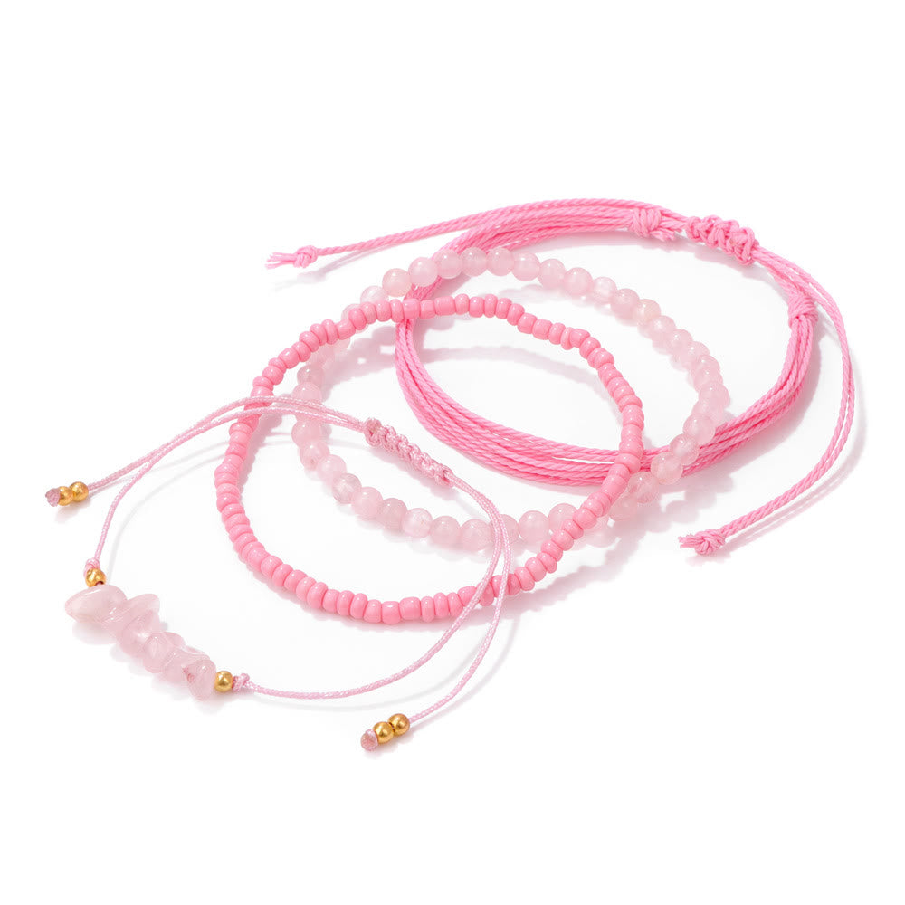 Olivenorma Lot de 4 bracelets tressés à cordon en cristal concassé