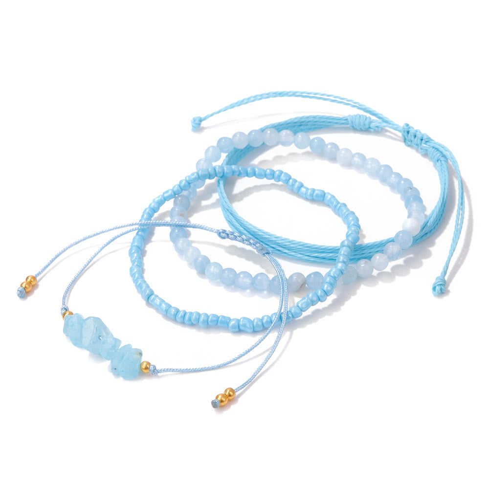 Olivenorma Lot de 4 bracelets tressés à cordon en cristal concassé