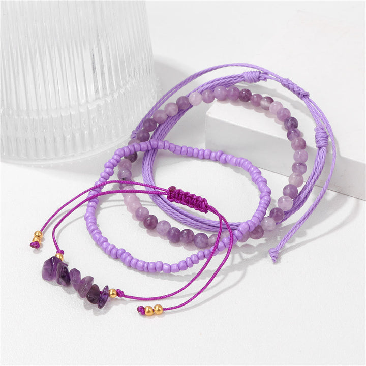 Olivenorma Lot de 4 bracelets tressés à cordon en cristal concassé