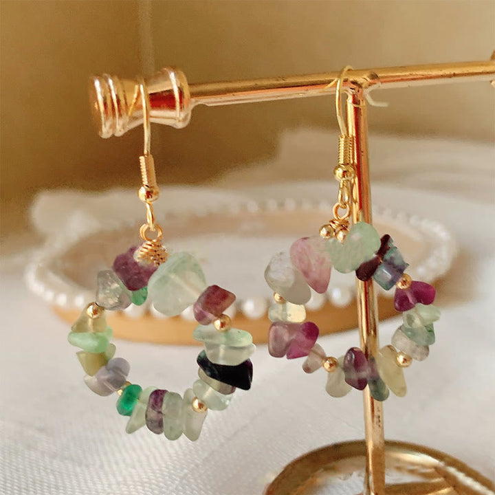Boucles d'oreilles créoles en cristal naturel concassé Olivenorma