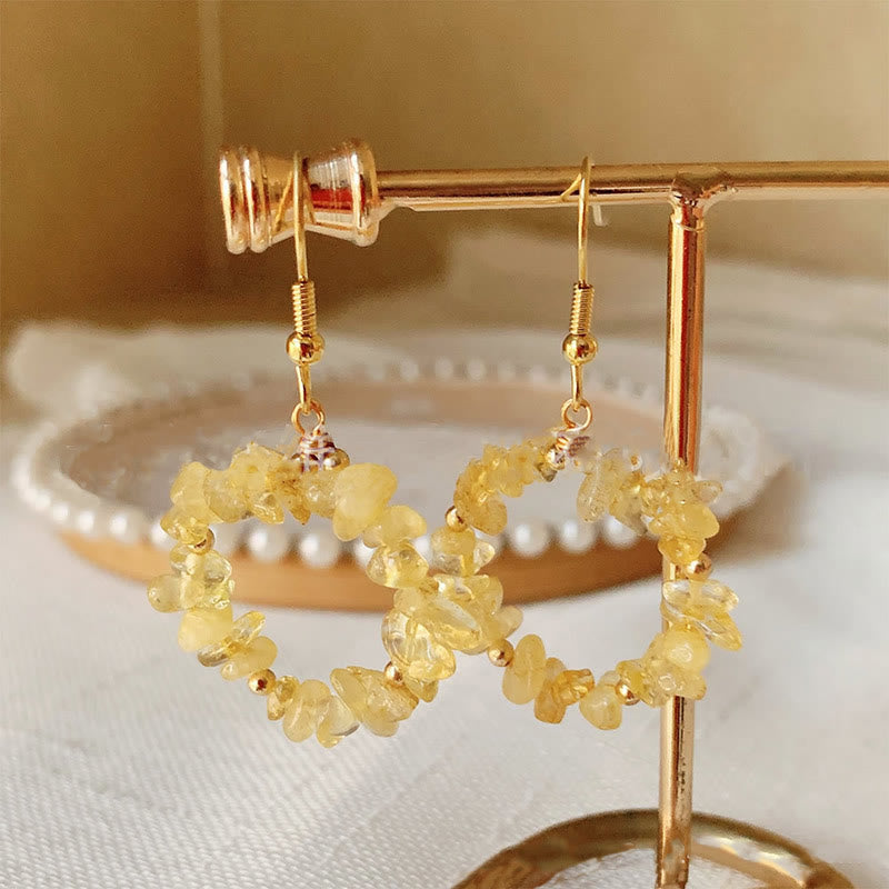 Boucles d'oreilles créoles en cristal naturel concassé Olivenorma