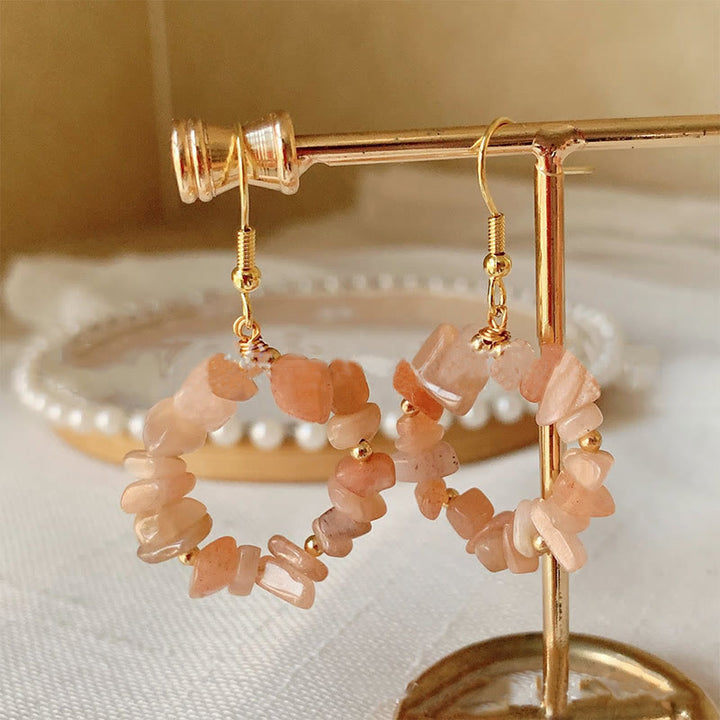 Boucles d'oreilles créoles en cristal naturel concassé Olivenorma