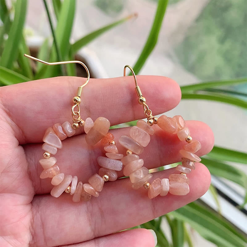 Boucles d'oreilles créoles en cristal naturel concassé Olivenorma