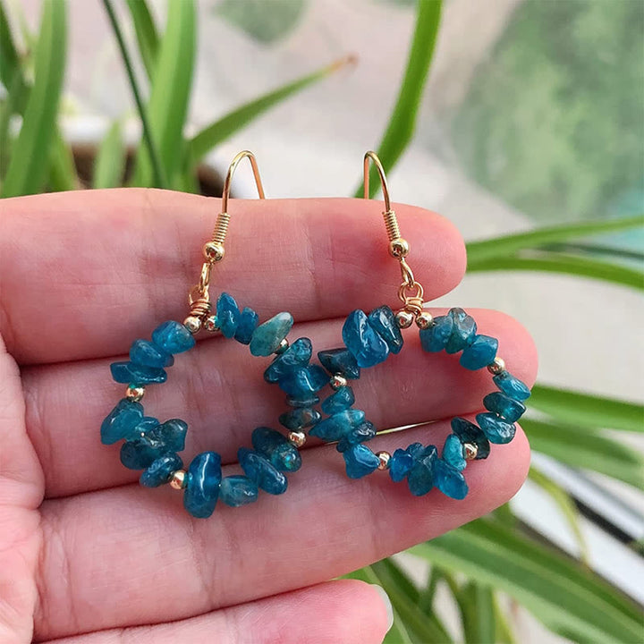 Boucles d'oreilles créoles en cristal naturel concassé Olivenorma