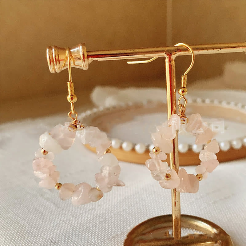 Boucles d'oreilles créoles en cristal naturel concassé Olivenorma