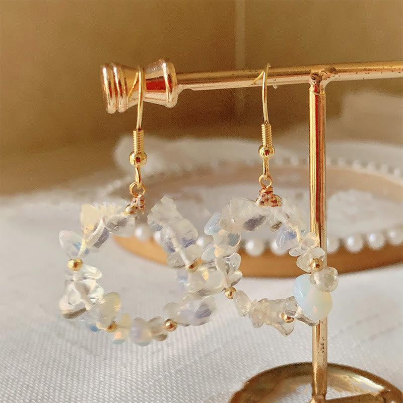 Boucles d'oreilles créoles en cristal naturel concassé Olivenorma