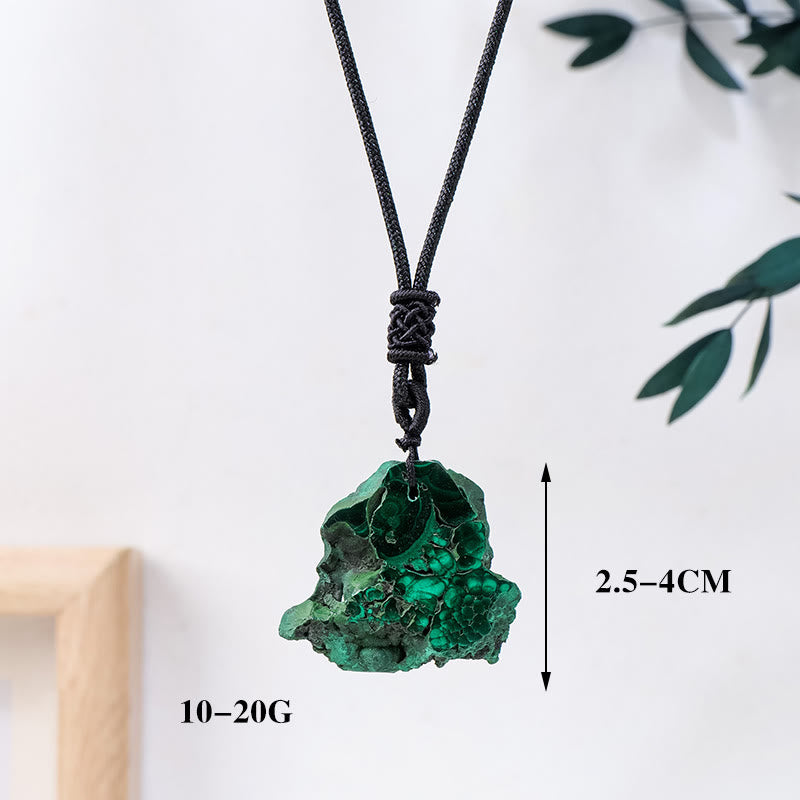 Collier pendentif en malachite naturelle irrégulière Olivenorma