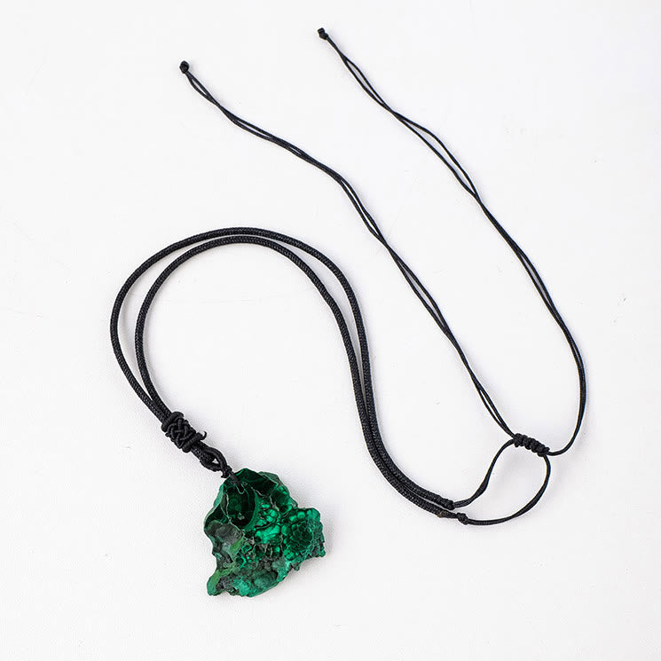 Collier pendentif en malachite naturelle irrégulière Olivenorma